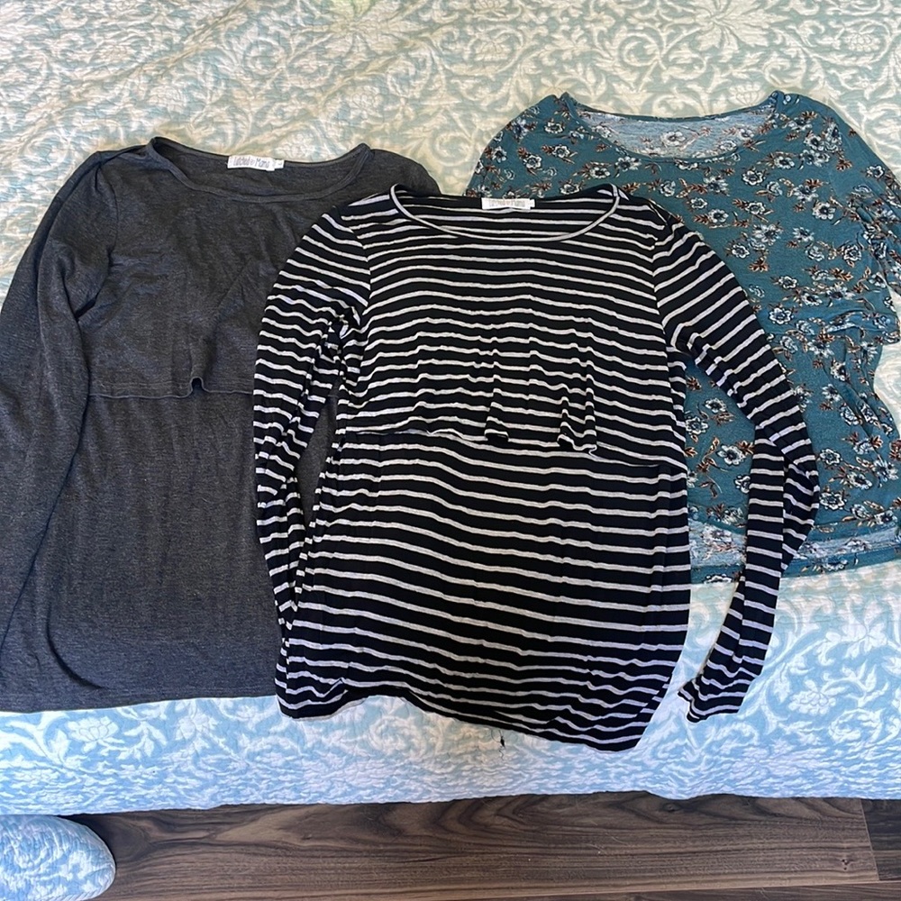 Latched Mama Long Sleeve Nursing Tops, Large